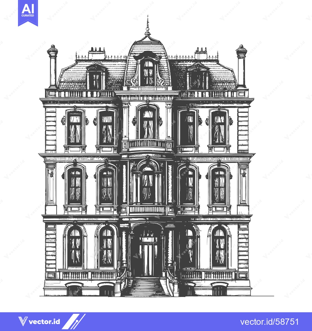 Premium Vector of An elegant detailed architectural illustration of a beautiful historic