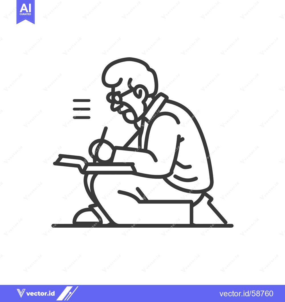 Premium Vector dari Man Sitting and Writing in a Notebook