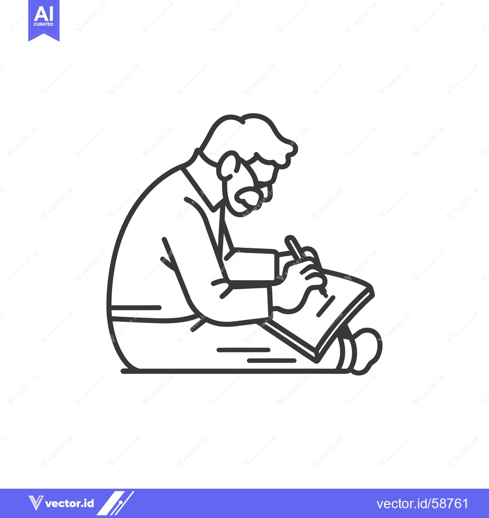 Premium Vector dari Man Sitting and Writing in a Notebook