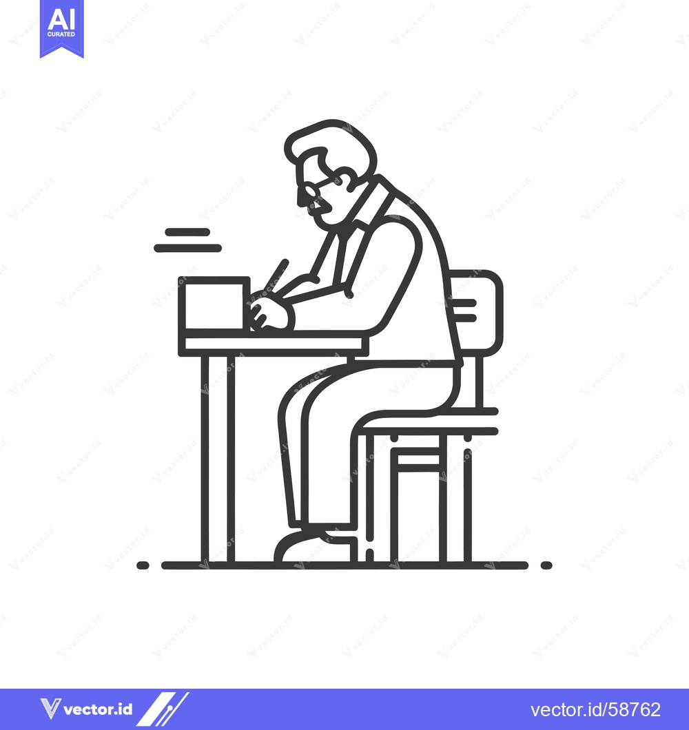 Premium Vector dari Man Sitting at a Desk and Writing