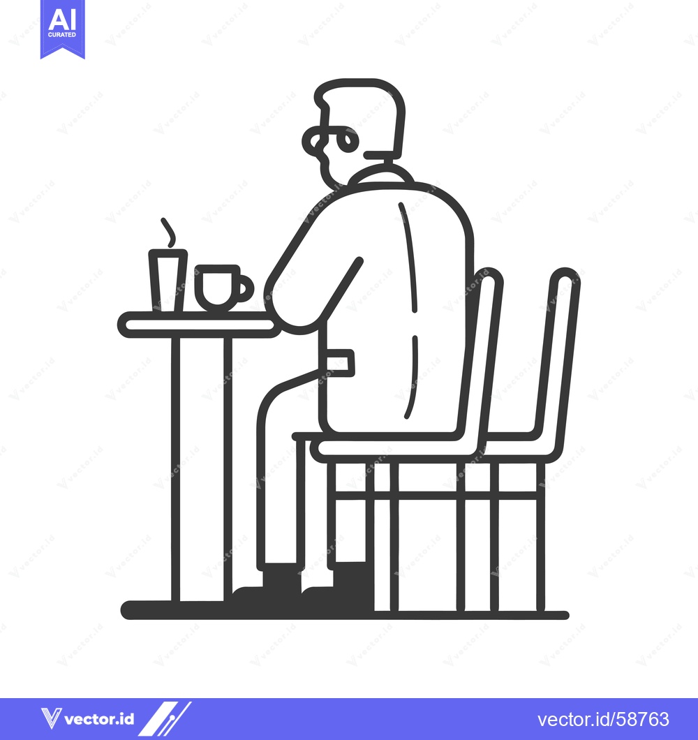 Premium Vector dari Man Sitting at a Table with Drinks in a Cafe