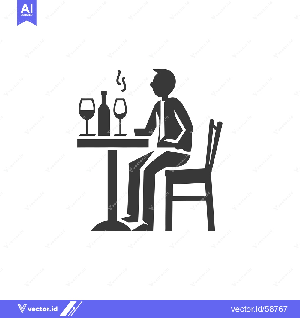Premium Vector dari Man Sitting at Table with Wine and Wine Glass
