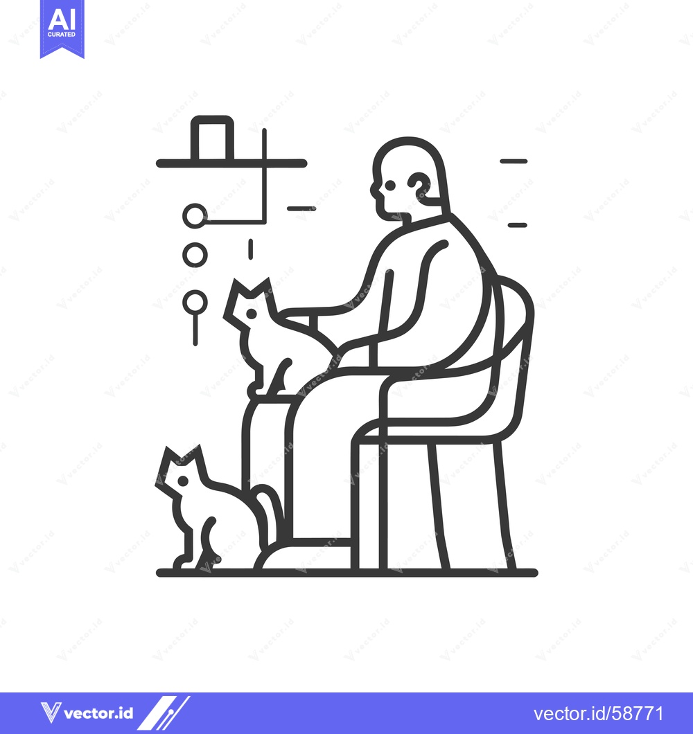Premium Vector dari Man Sitting in a Chair with Two Cats