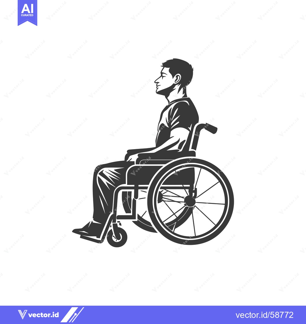 Premium Vector of Man Sitting in a Wheelchair, Side View