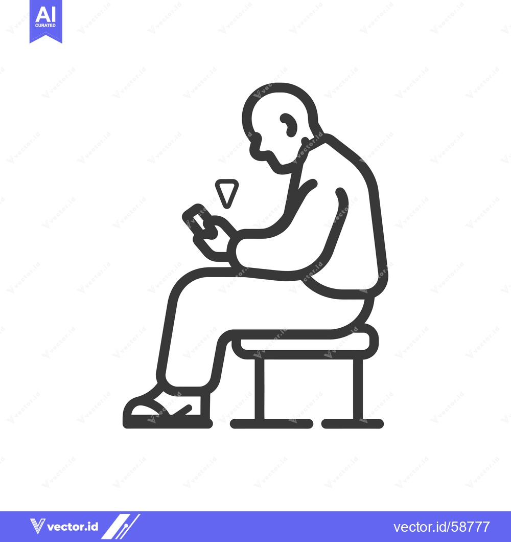 Premium Vector dari Man Sitting on a Bench Using a Smartphone