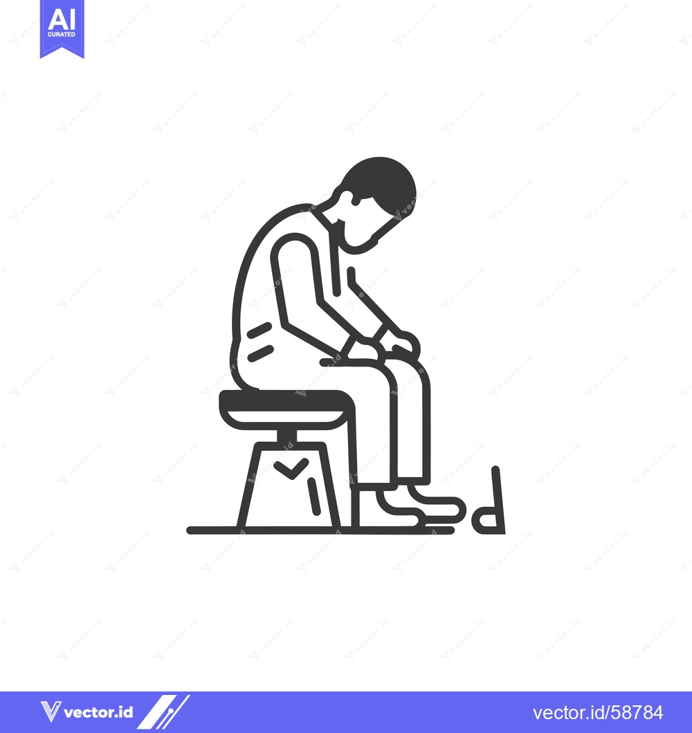 Premium Vector of Man Sitting on a Stool With His Head Down