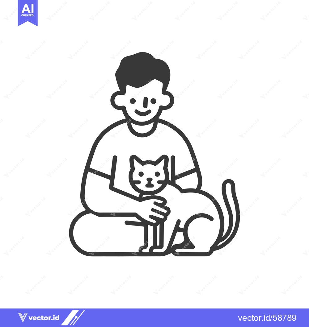Premium Vector of Man Sitting With Cat on His Lap
