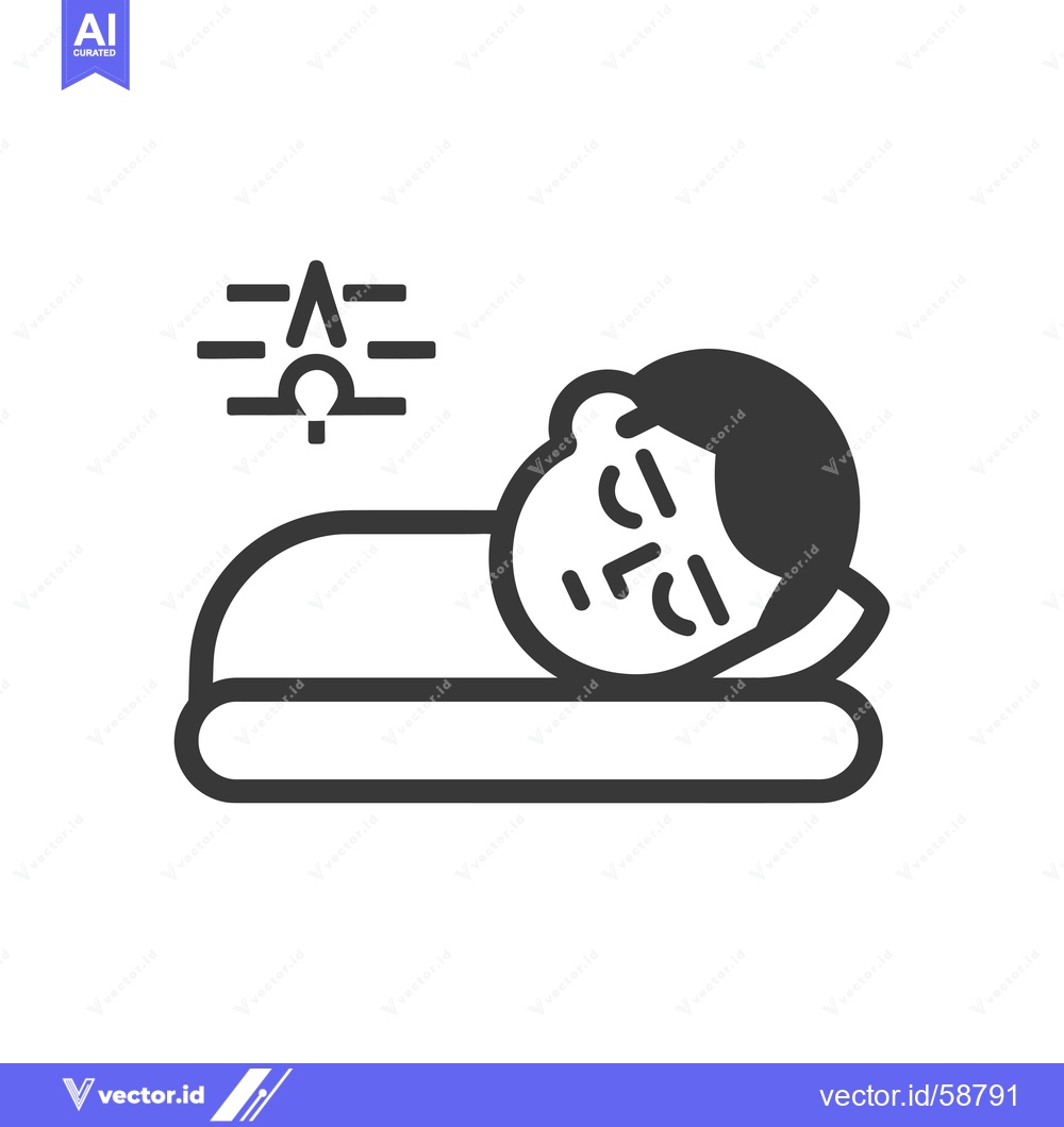 Premium Vector of Man Sleeping in Bed with Thermometer Icon Above Him