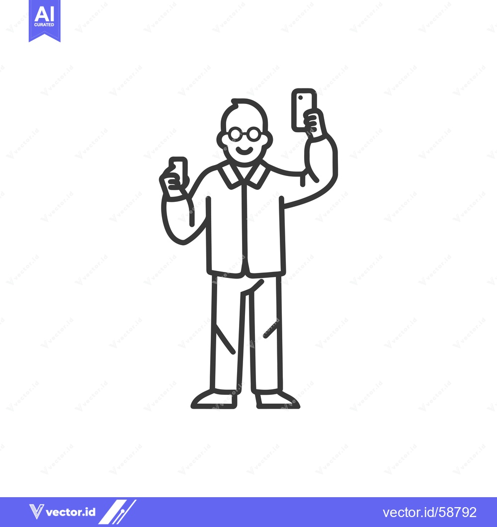Premium Vector dari Man Taking a Selfie with a Smartphone