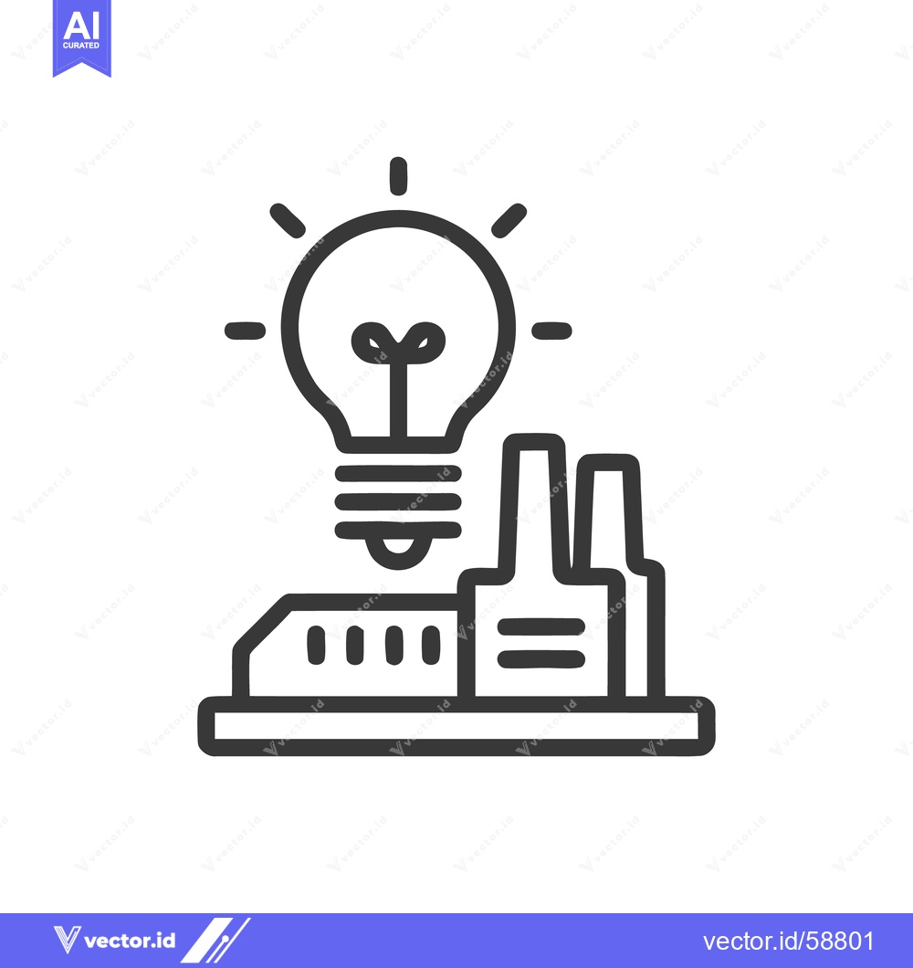 Premium Vector dari Innovative Industrial Idea: Lightbulb Over Factory Icon Design