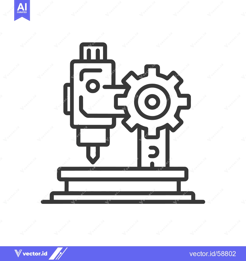 Premium Vector of Precision CNC Machine Icon: Automated Manufacturing Technology, Vector