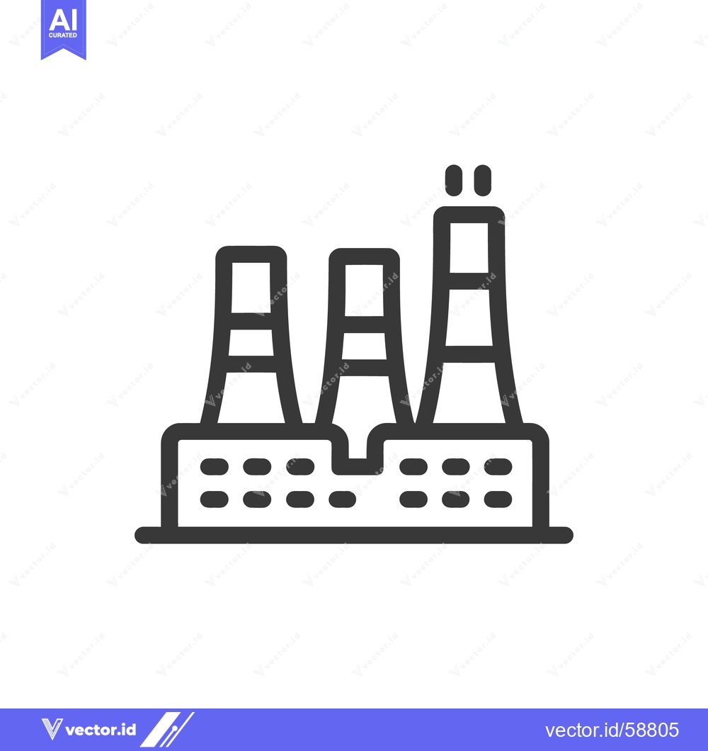 Premium Vector dari Industrial Factory Outline Icon with Three Chimneys on White Backgroun