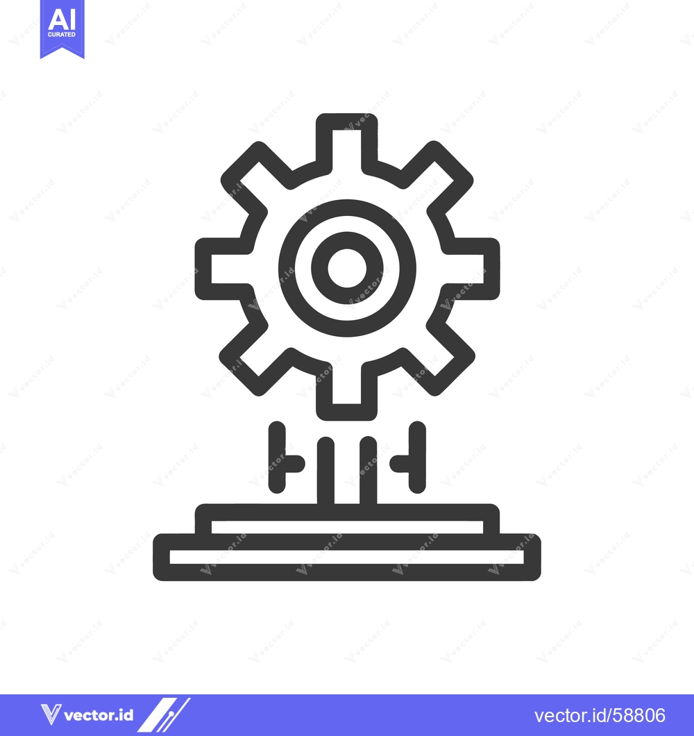 Premium Vector of Gear Mechanism Icon: Abstract Machine with Platform Support
