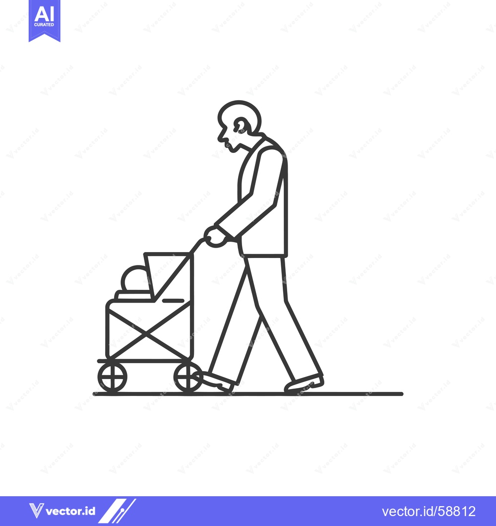 Premium Vector dari Man Walking with a Rolling Cart