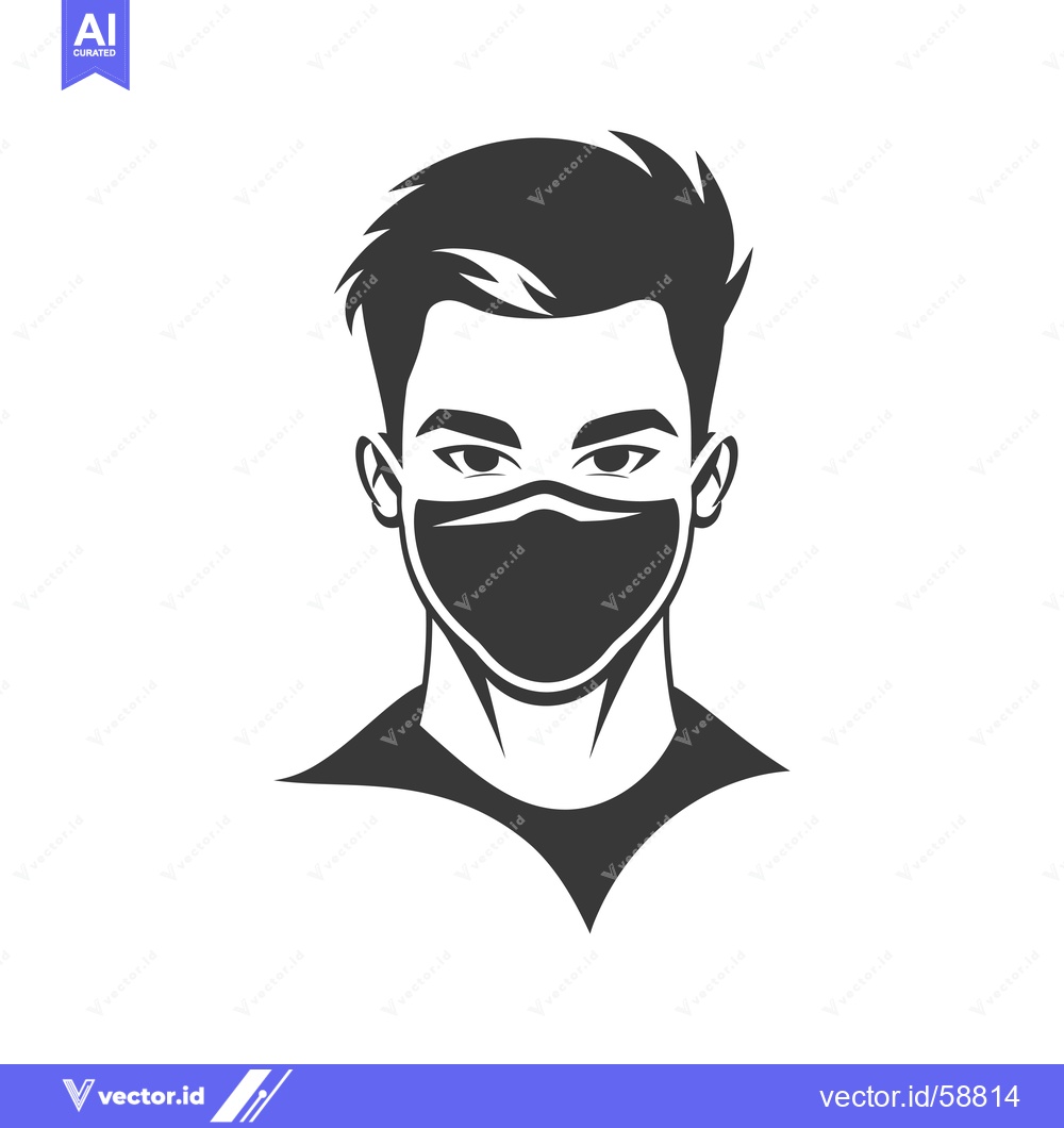 Premium Vector dari Man Wearing a Black Face Mask