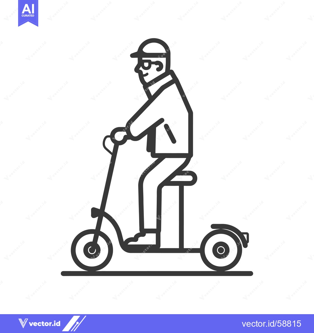 Premium Vector dari Man Wearing Sunglasses and a Cap Riding an Electric Scooter