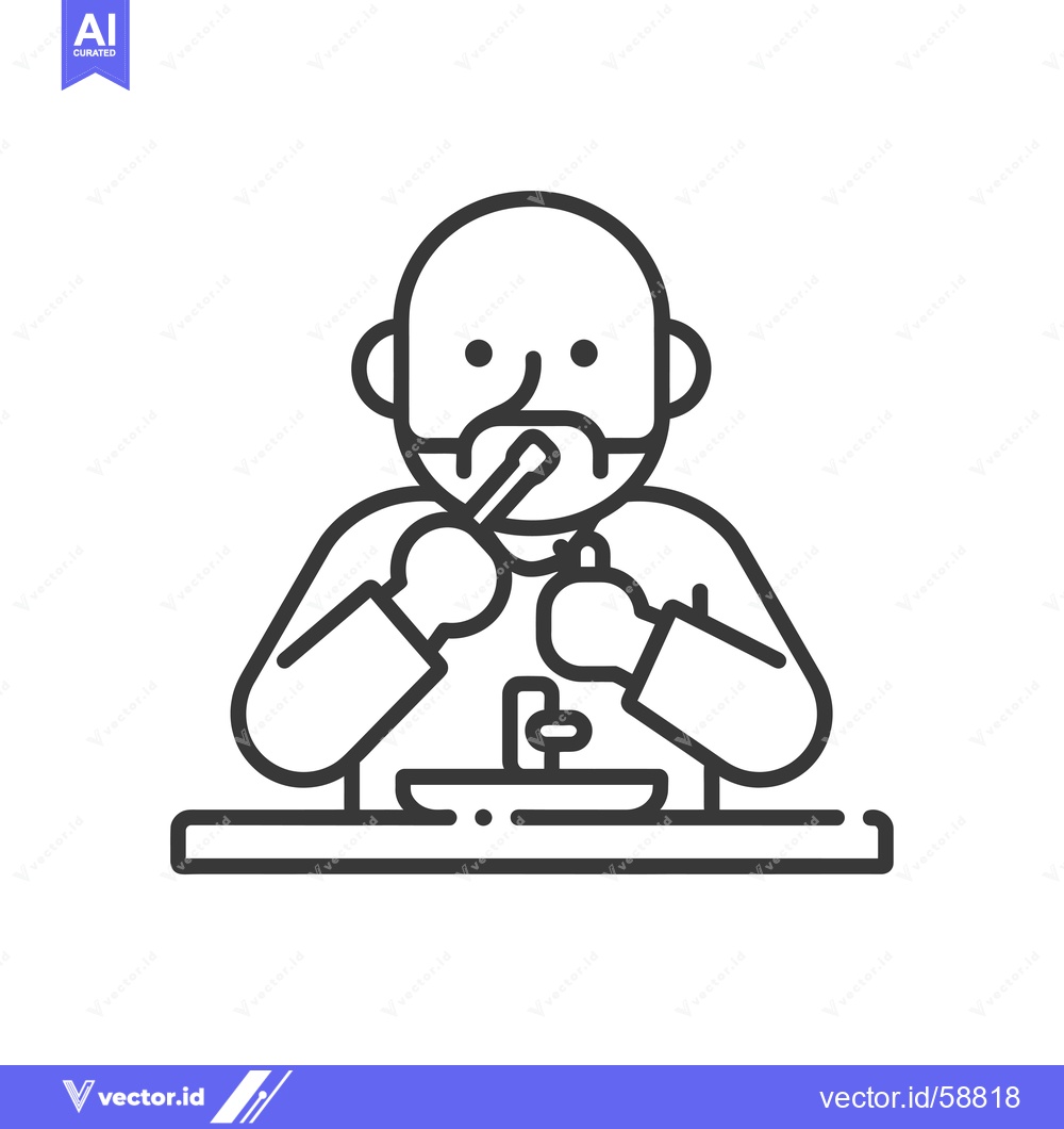 Premium Vector dari Man with a mustache brushing his teeth at a sink
