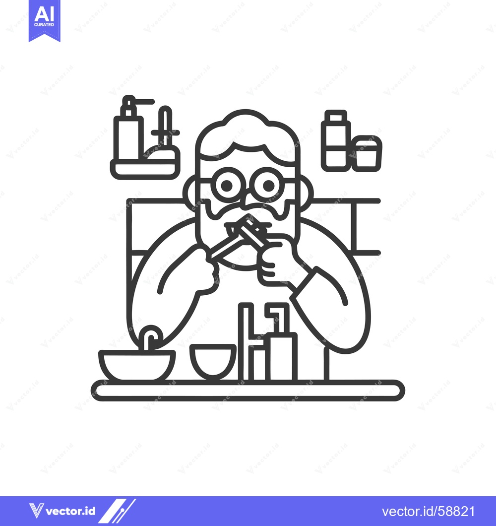 Premium Vector dari Man with Glasses Brushing His Beard in Bathroom