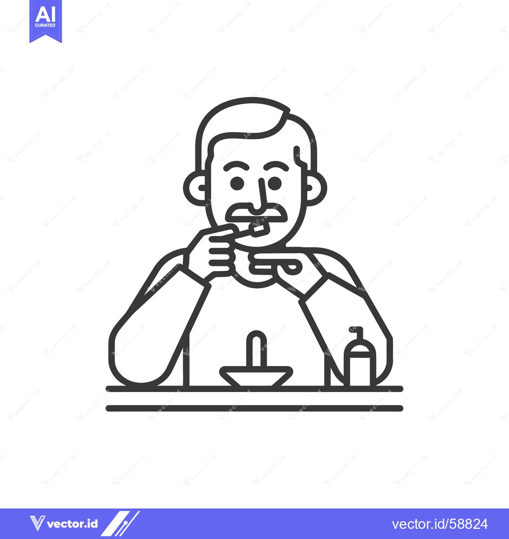 Premium Vector of Man with Mustache Using a Toothbrush and Toothpaste
