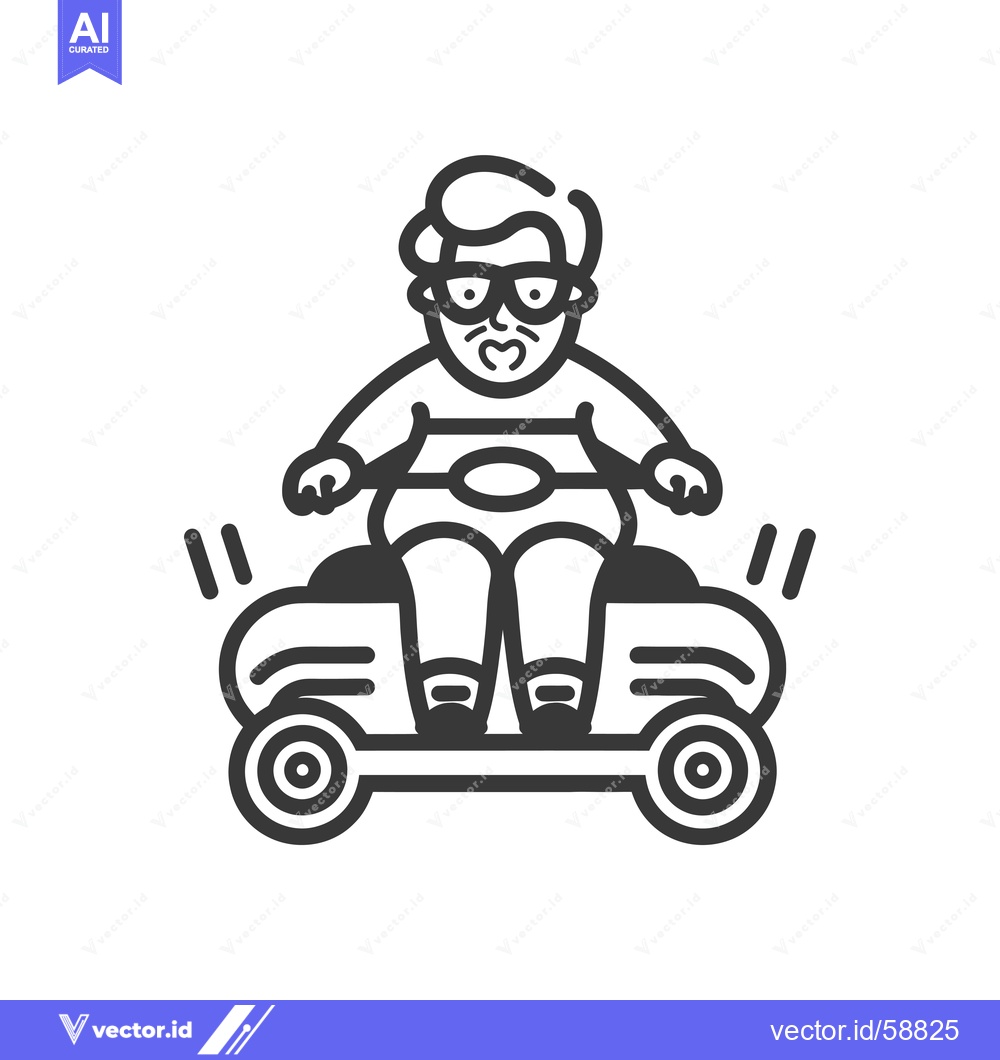 Premium Vector of Man With Mustache Wearing Glasses Driving a Scooter