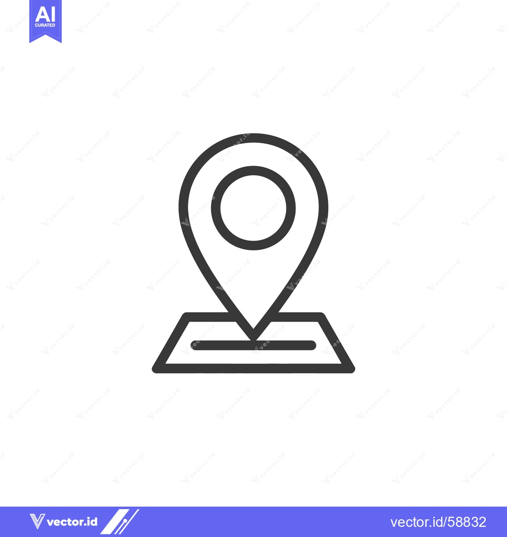 Premium Vector of Minimalist Location Pin Icon with Flat Map Base, Vector Design
