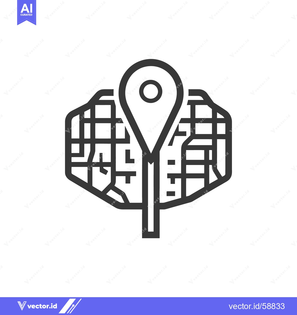 Premium Vector dari A schematic map with a location marker displayed centrally
