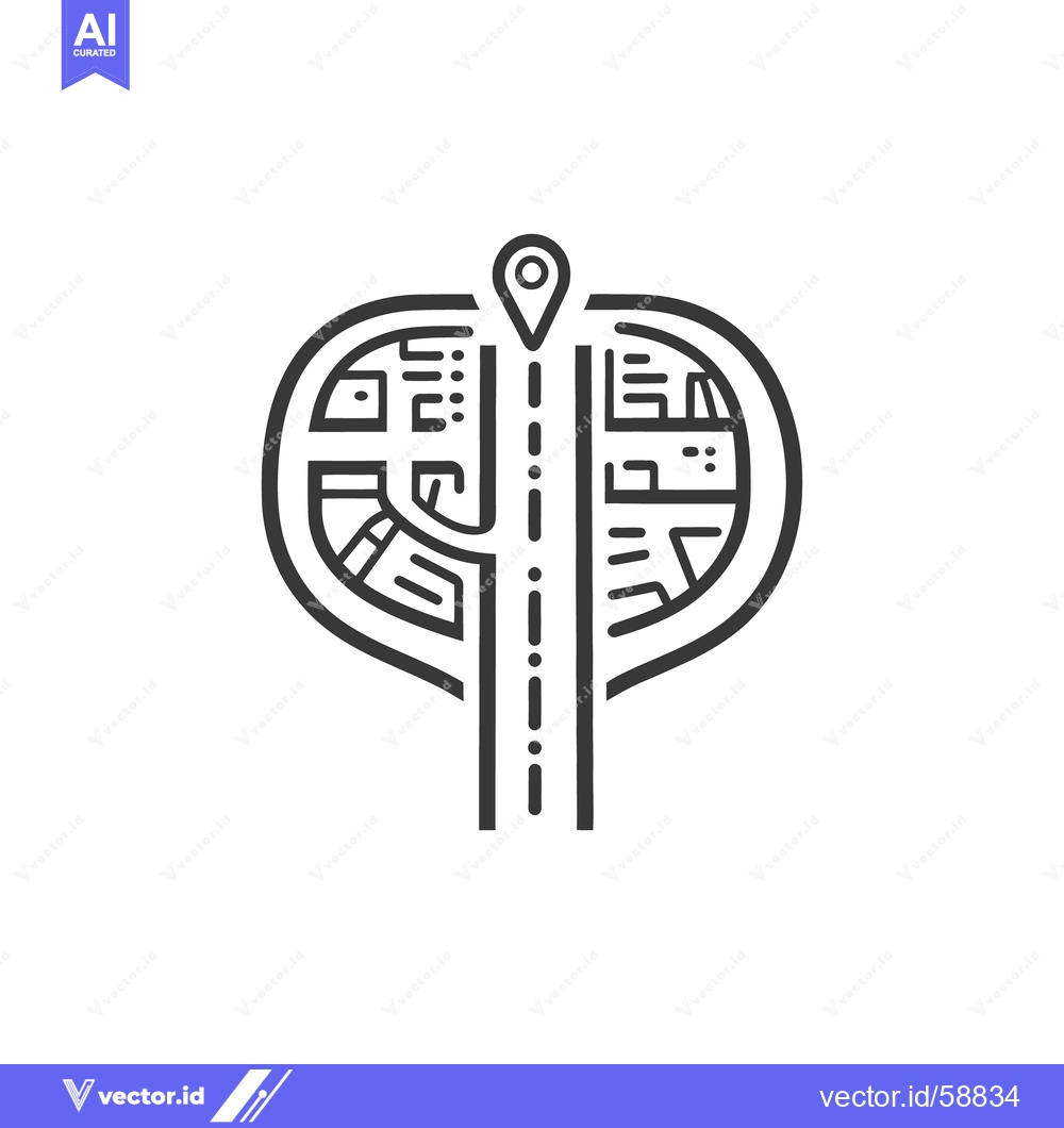 Premium Vector dari A stylized depiction of a map with a location marker