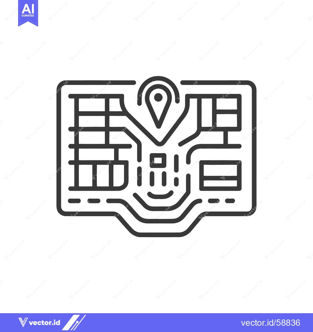 Premium Vector dari A monochrome representation of a map with a location marker