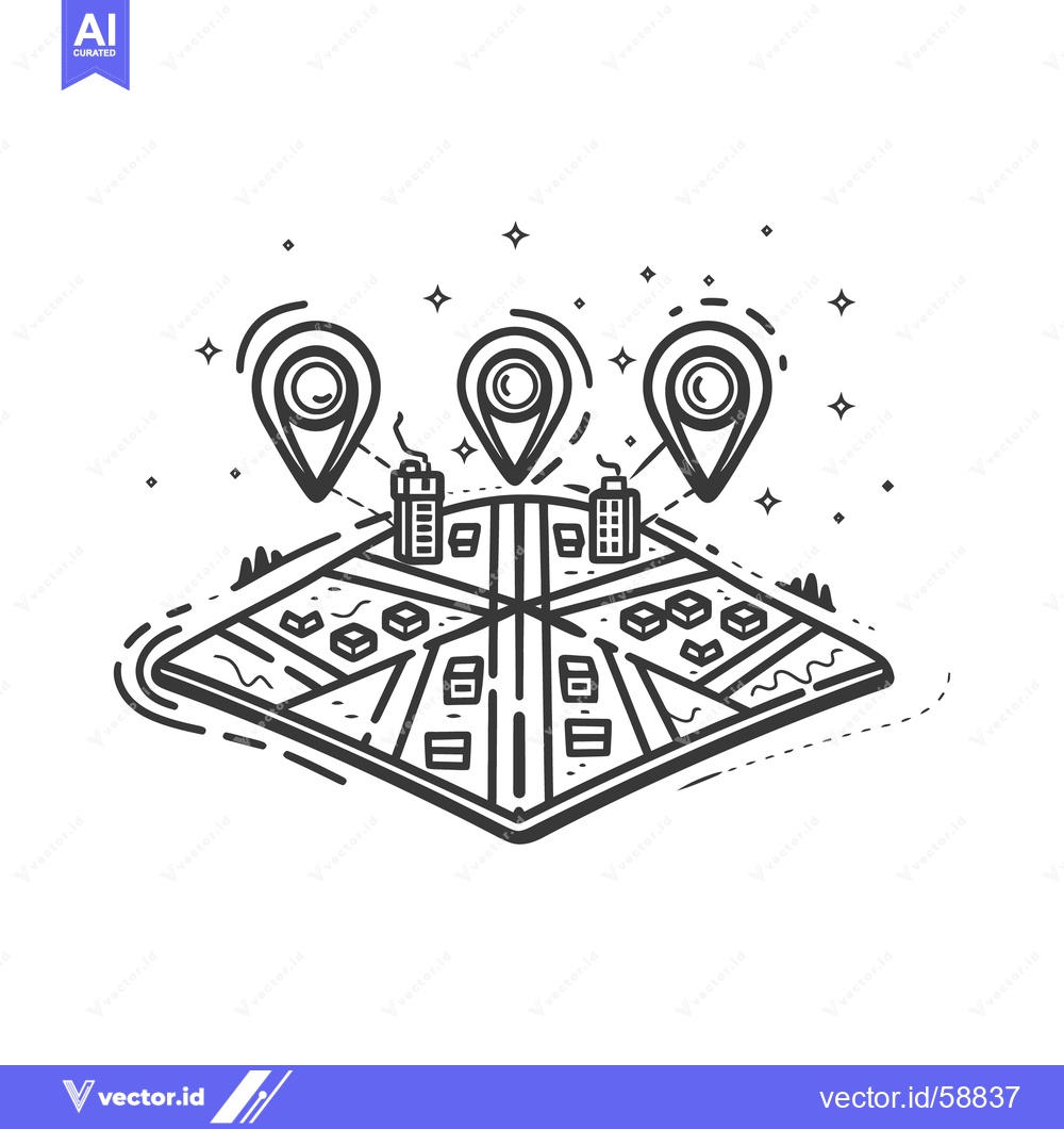 Premium Vector dari Conceptual illustration showing a city map with location pin markers