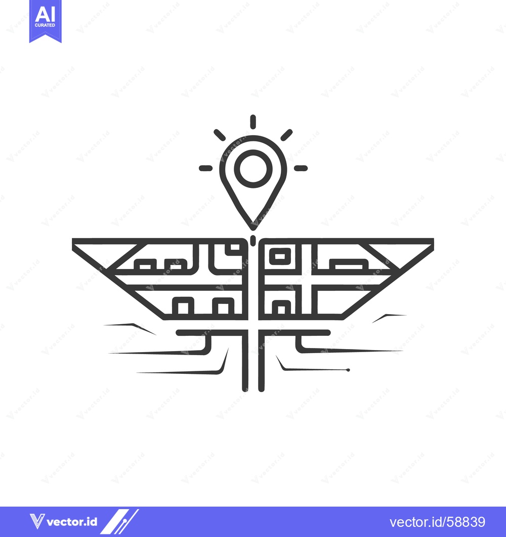 Premium Vector dari A simple black line art depiction of a city location marker