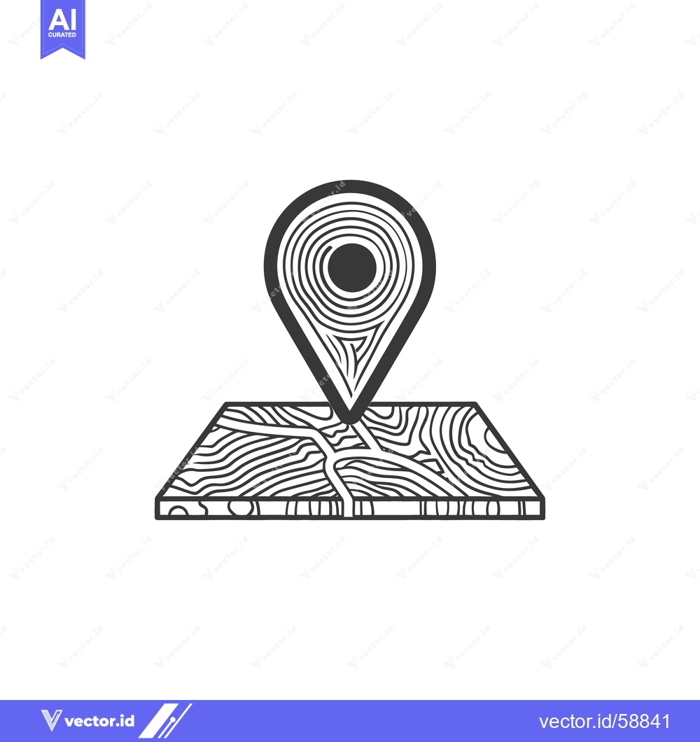 Premium Vector dari A map with a location marker pointing towards its coordinates