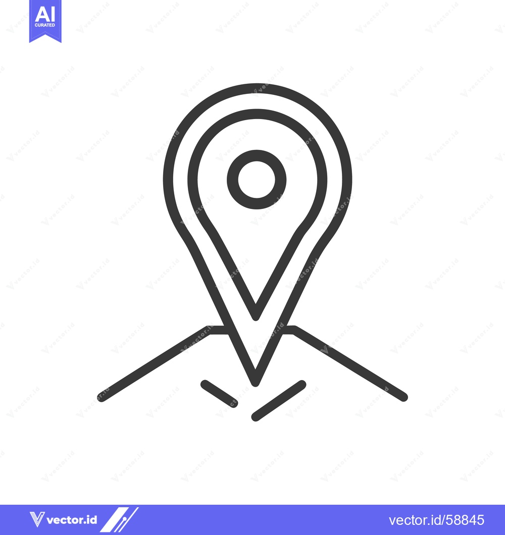 Premium Vector of Black and white outline icon depicts location and navigation