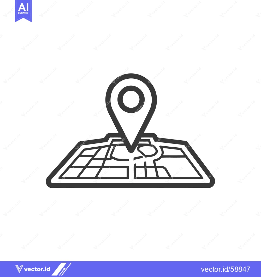 Premium Vector dari Black and white image depicting a location pin on a map