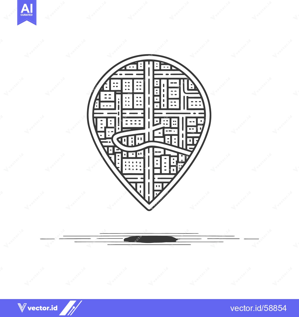 Premium Vector of A Location Marker Depicting Roads And Buildings Over White Space