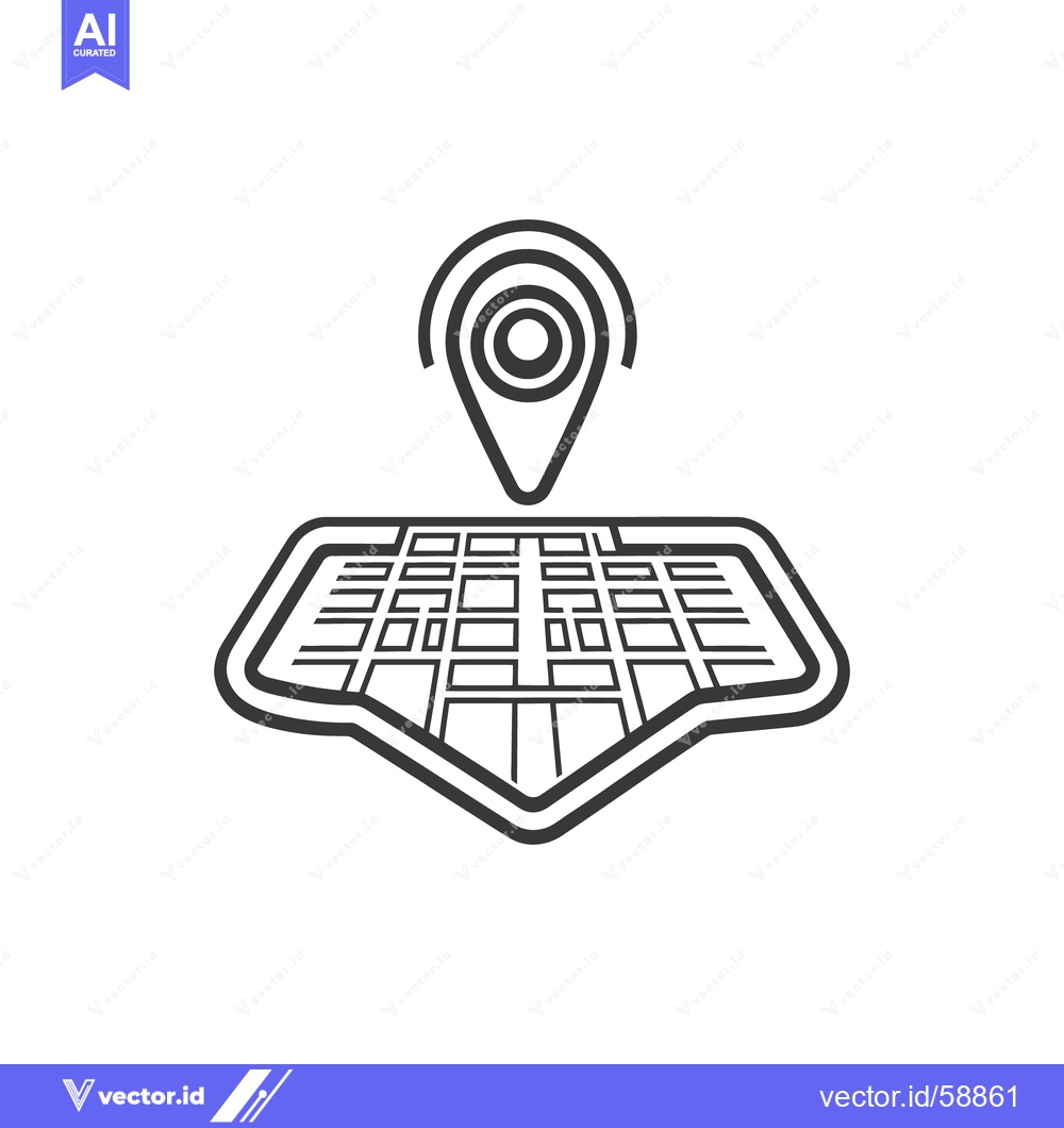 Premium Vector dari A black and white map illustration with a location marker