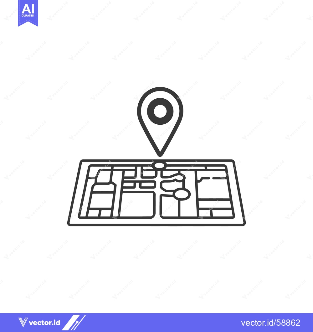 Premium Vector dari A black and white map with location marker above