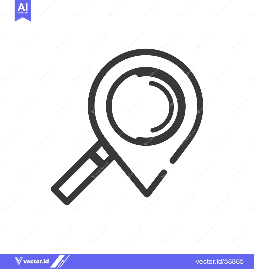 Premium Vector dari Magnifying Glass Location Pin Icon, Search and Find Place Symbol, Flat