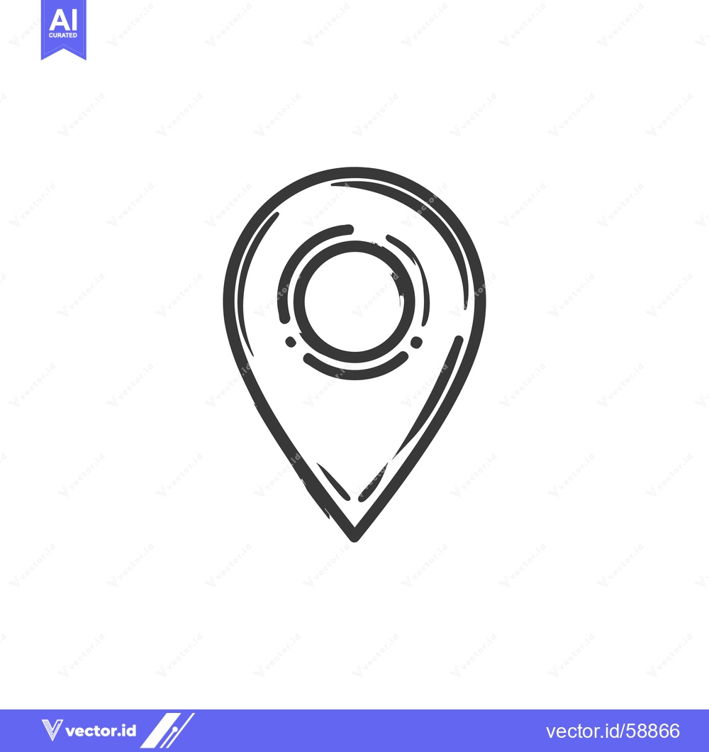 Premium Vector dari Hand-Drawn Style Location Pin Icon with Circular Center, Isolated on W