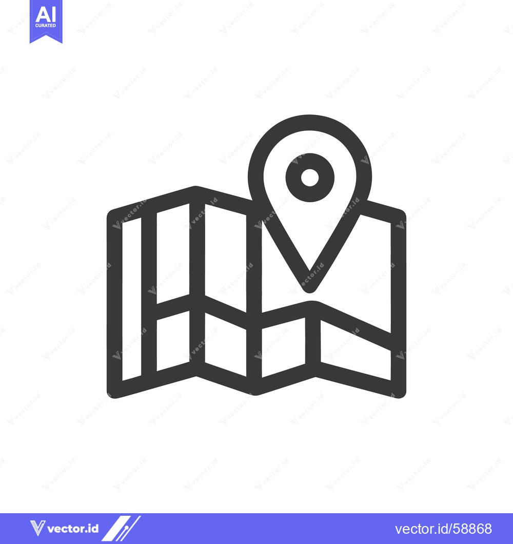 Premium Vector dari Minimalist Map Icon with Location Pin, Navigation Symbol