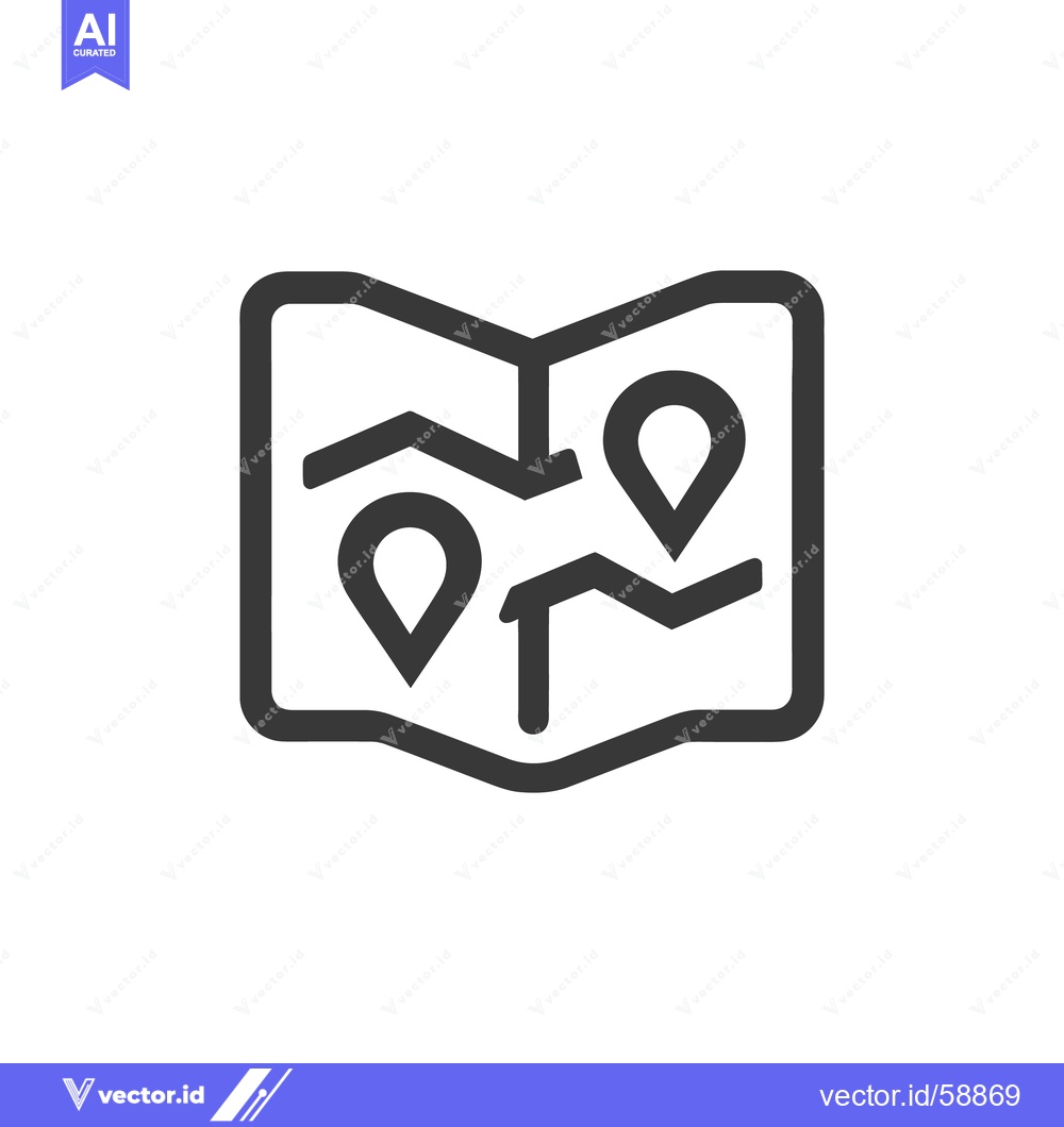 Premium Vector dari Minimalist Map Icon with Location Pins and Route