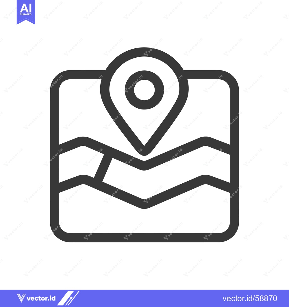 Premium Vector dari Minimalist Map Icon with Location Pin and Terrain Outline