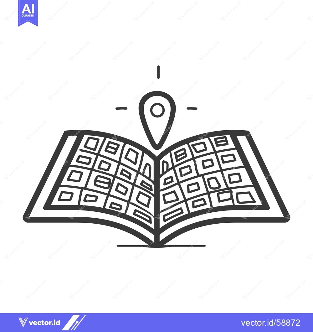 Premium Vector dari An open book displaying a location marker above its center