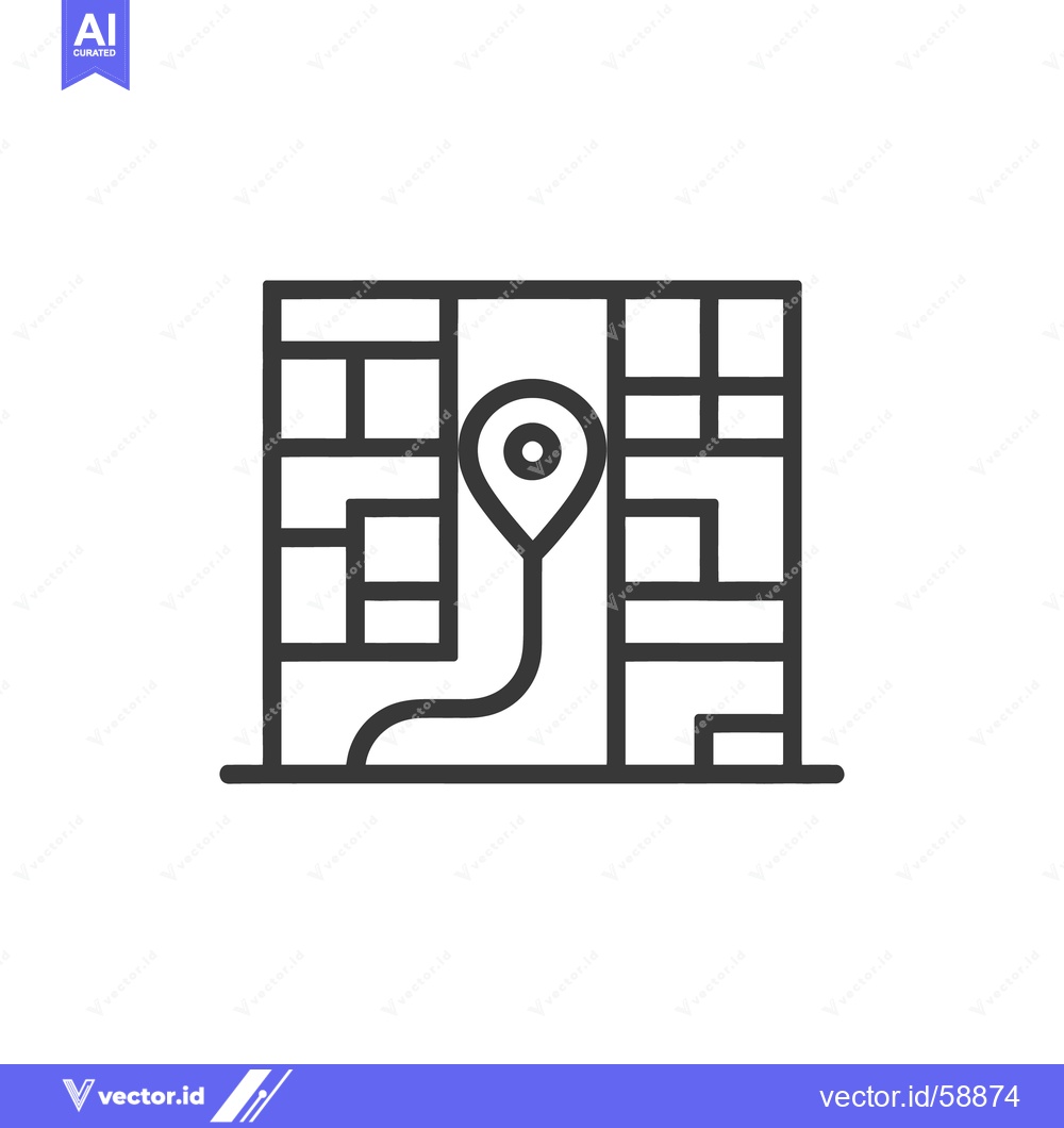 Premium Vector dari A simple line illustration showing a city map with location marker
