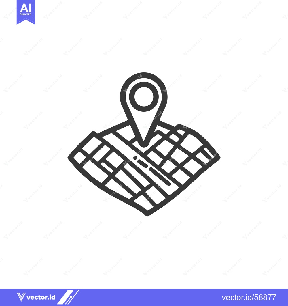Premium Vector dari A detailed black and white icon depicting a map and location marker