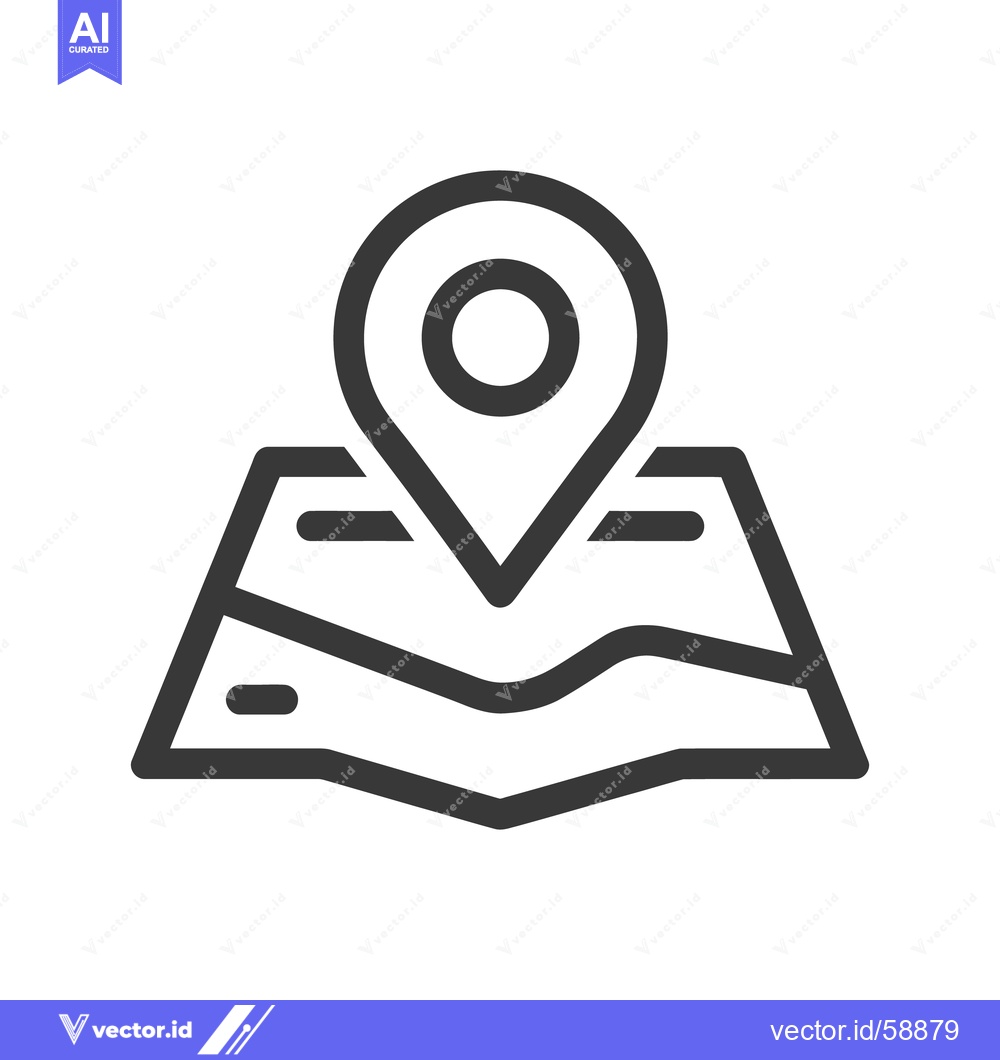 Premium Vector dari Minimalist Map Icon with Location Pinpoint, Navigation Symbol, Flat De