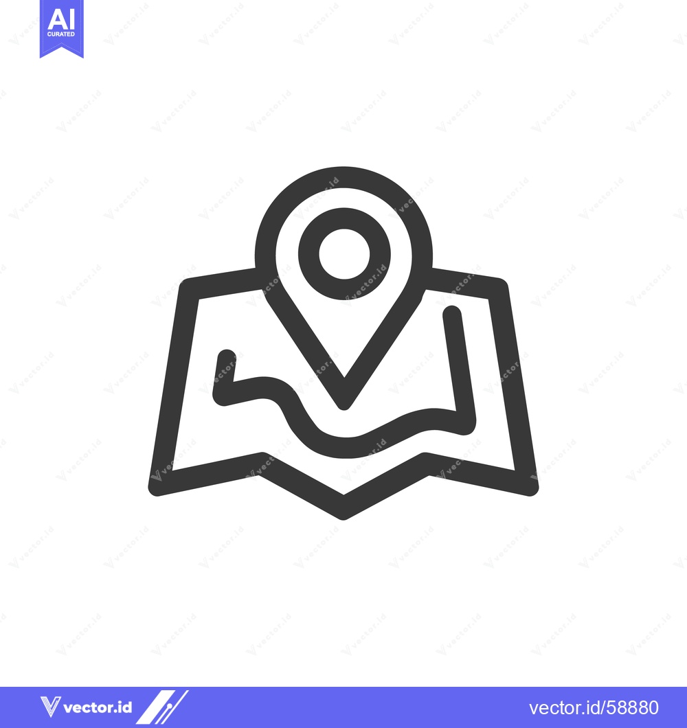 Premium Vector dari Minimalist Map Icon with Location Pin, Navigation Symbol