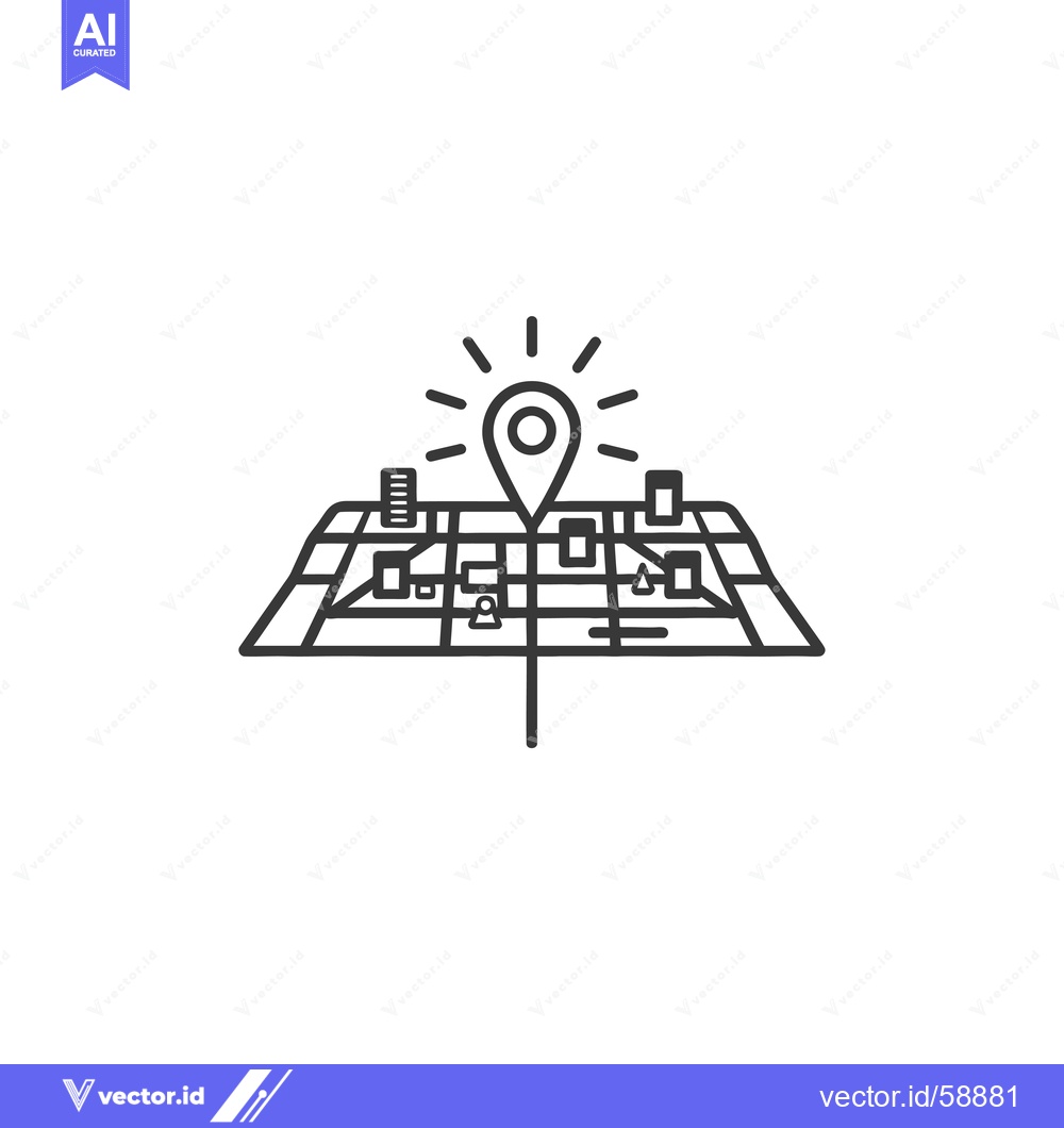Premium Vector dari Map with a Pinpoint Location Marker and Surrounding Buildings