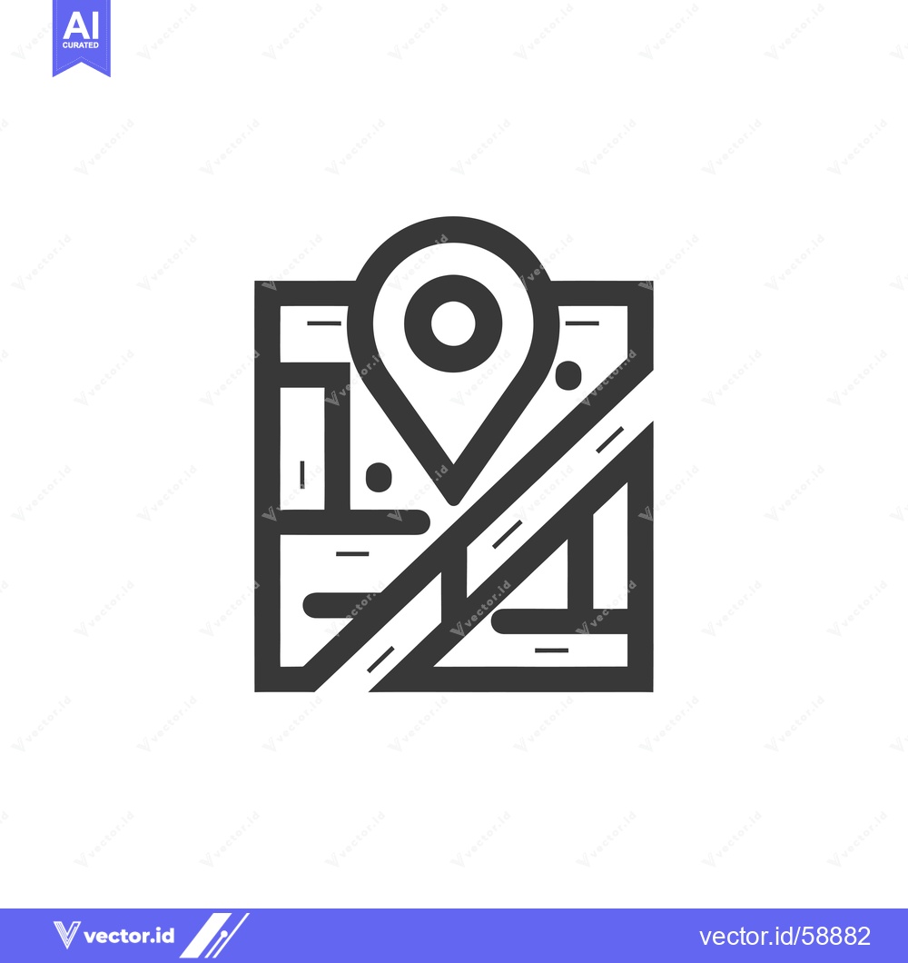 Premium Vector dari Map with Pin Icon Illustration
