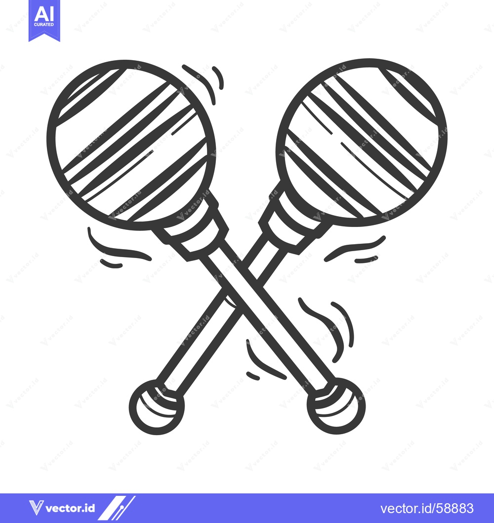 Premium Vector of Two crossed shaker instruments with round rattling heads are depicted