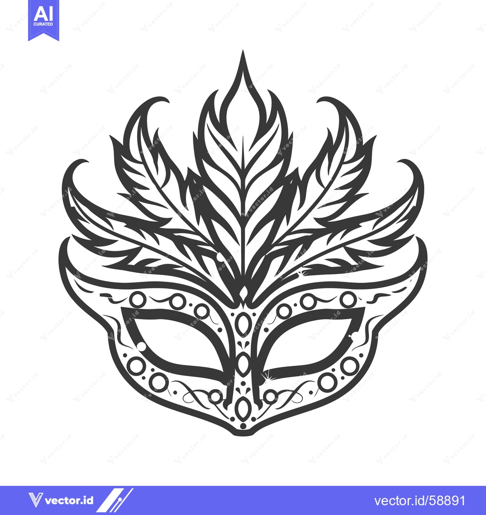 Premium Vector dari A decorative mask with feathers and intricate symmetrical details